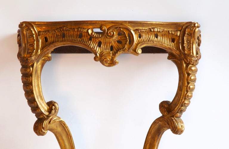 Hand Carved Rococo Style Giltwood Consoles - La Maison London