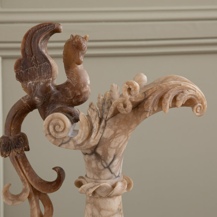 Large 19th Century Decorative Pair Of Alabaster Marble Jugs/Pitchers On Plinths - La Maison London