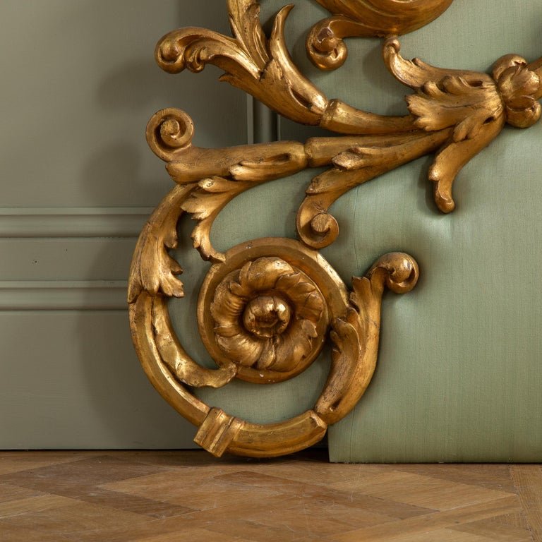 Large 19th Century Gilt wood Hand Carved Venetian Headboard In Rococo Style - La Maison London