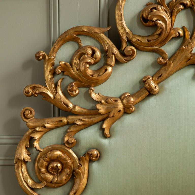 Large 19th Century Gilt wood Hand Carved Venetian Headboard In Rococo