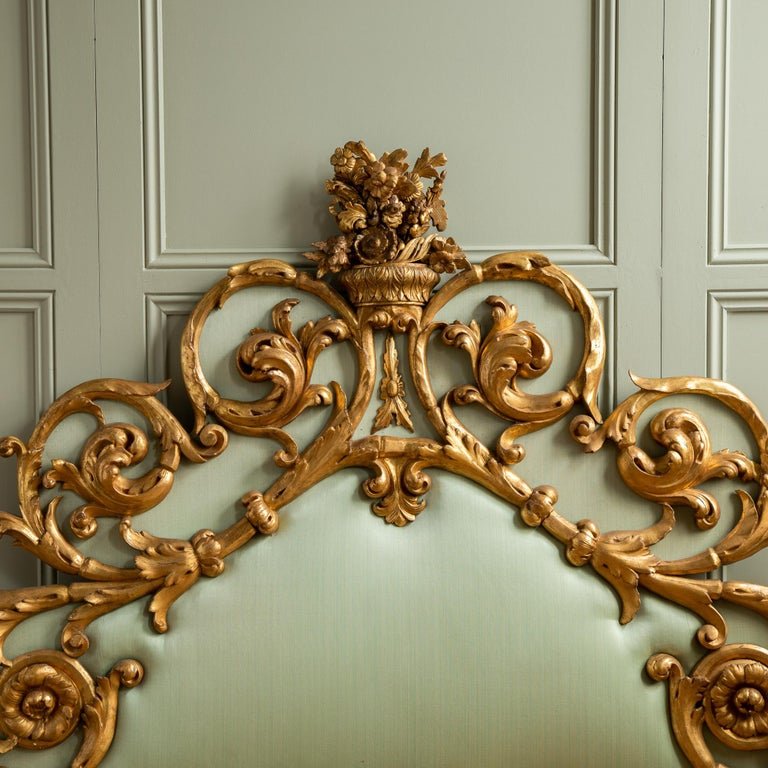 Large 19th Century Gilt wood Hand Carved Venetian Headboard In Rococo Style - La Maison London