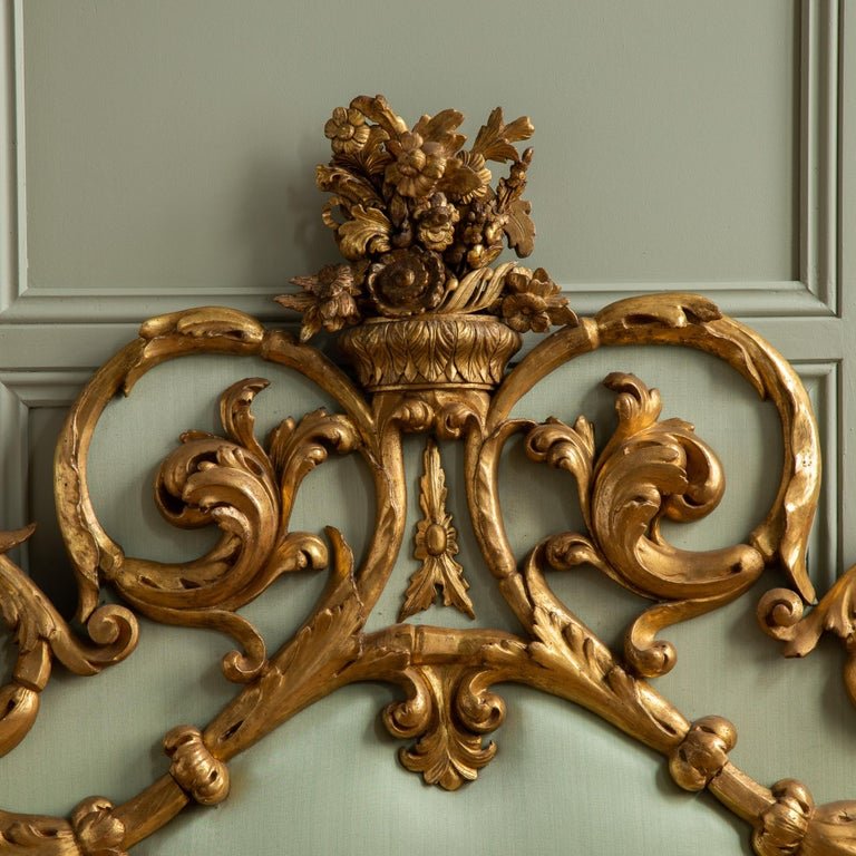 Large 19th Century Gilt wood Hand Carved Venetian Headboard In Rococo Style - La Maison London