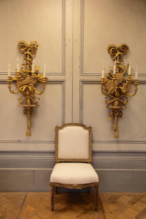 Large Louis XV Style Giltwood Wall Lights - La Maison London