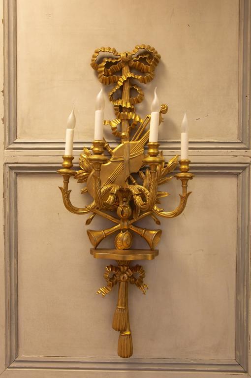 Large Louis XV Style Giltwood Wall Lights - La Maison London