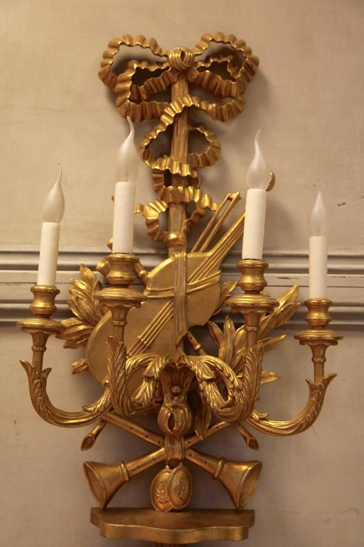 Large Louis XV Style Giltwood Wall Lights - La Maison London