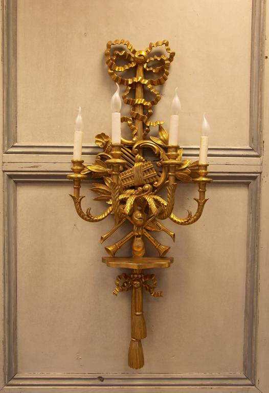 Large Louis XV Style Giltwood Wall Lights - La Maison London