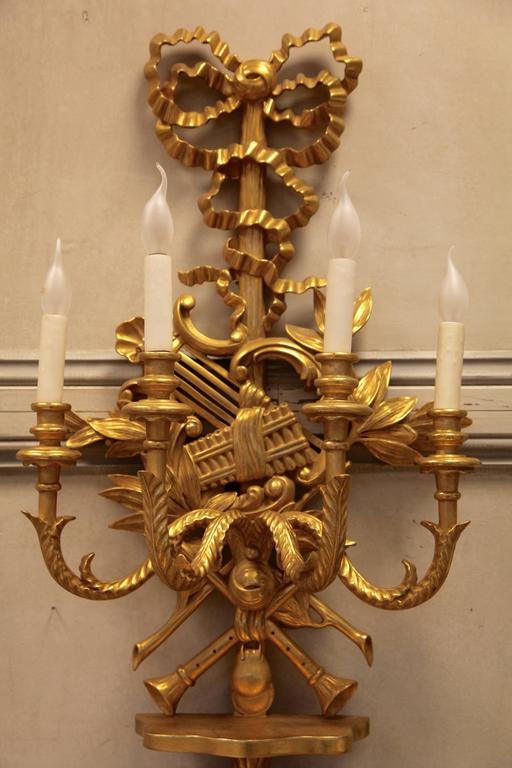 Large Louis XV Style Giltwood Wall Lights - La Maison London
