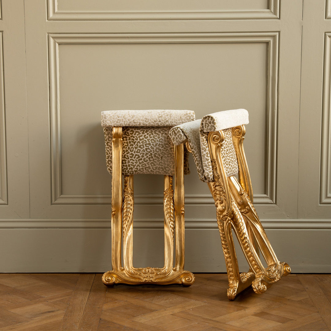 Louis XIV Style Giltwood Folding Stool Made by La Maison London - La Maison London