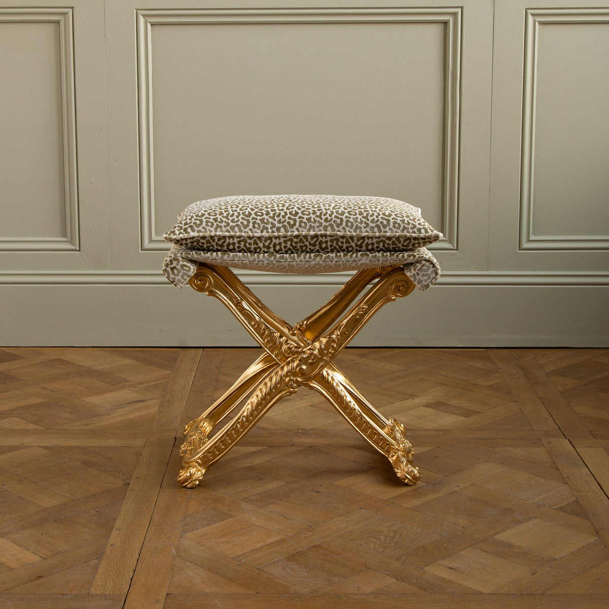 Louis XIV Style Giltwood Folding Stool Made by La Maison London - La Maison London