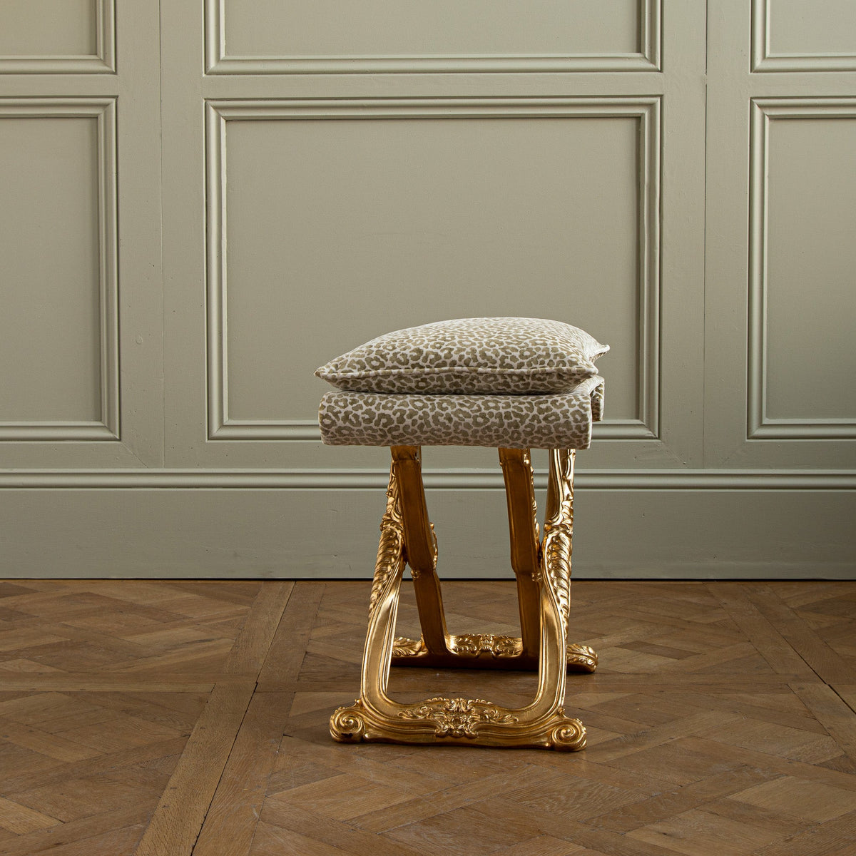 Louis XIV Style Giltwood Folding Stool Made by La Maison London - La Maison London