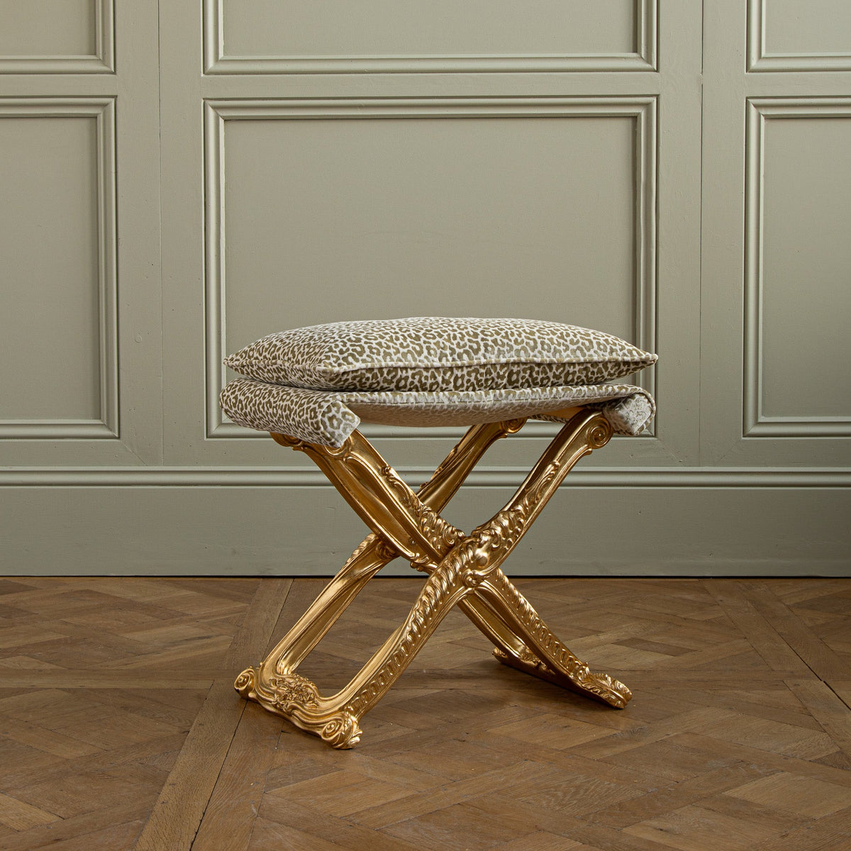Louis XIV Style Giltwood Folding Stool Made by La Maison London - La Maison London