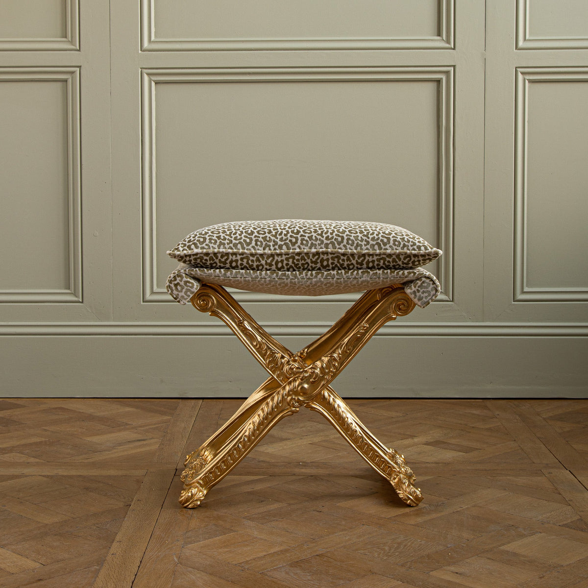 Louis XIV Style Giltwood Folding Stool Made by La Maison London - La Maison London