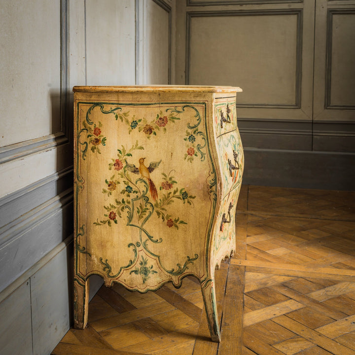 Louis XV Style Venetian Painted Bombe Chest Of Drawers - La Maison London