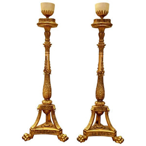 Louis XVI Style Giltwood Torcheres