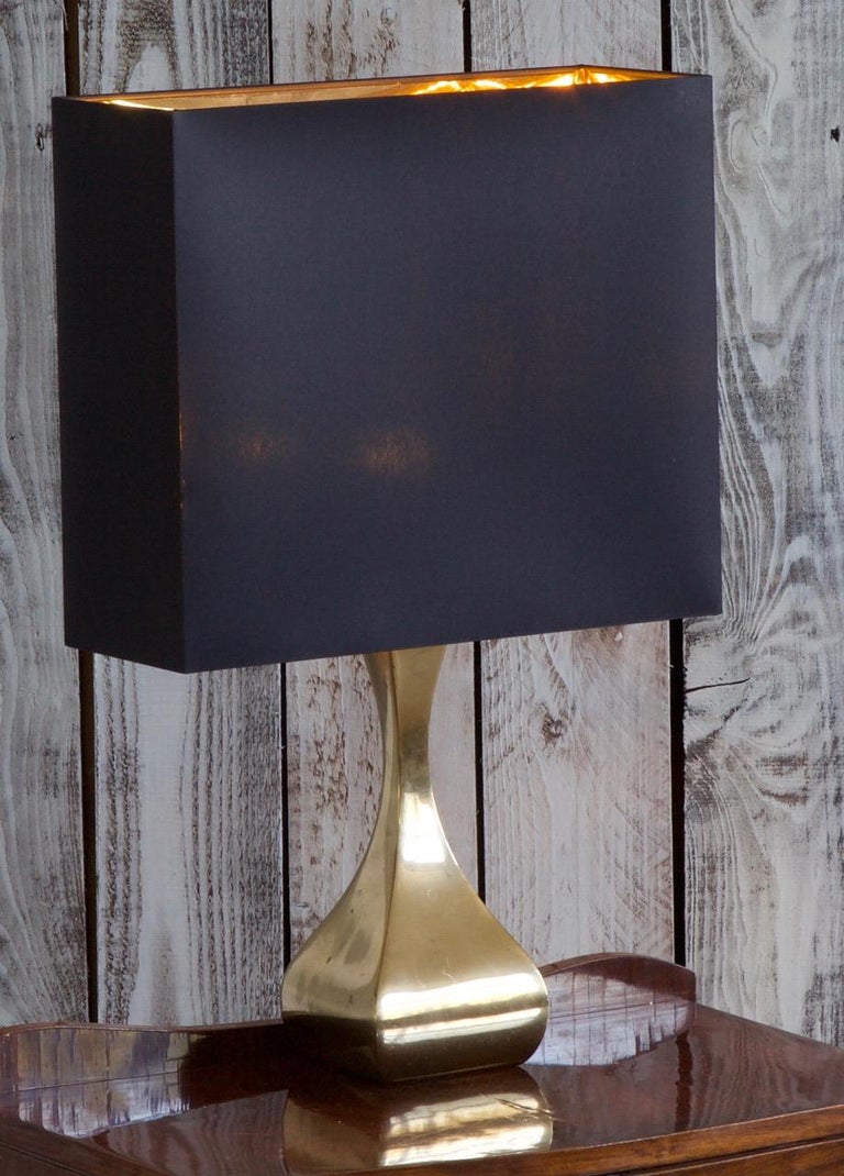 Midcentury Shaped Brass Table Light - La Maison London