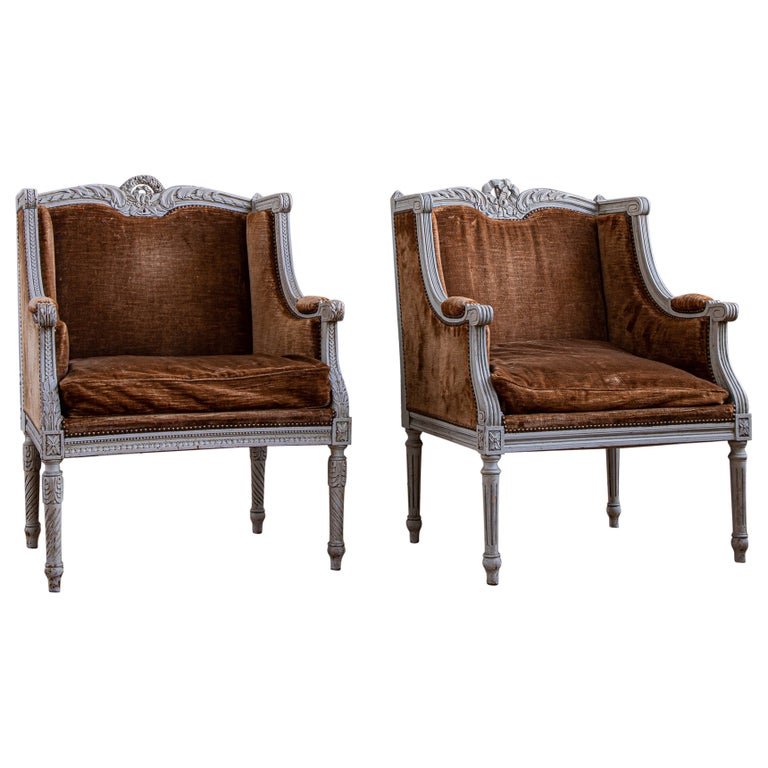 Pair of 19th Century Louis XVI Style Bergere a Oreilles