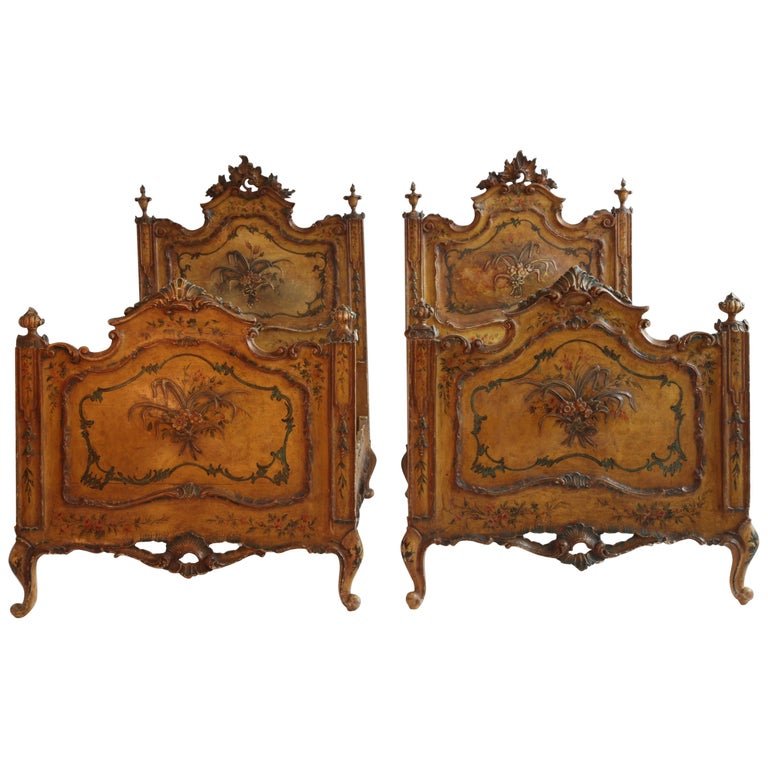 Pair of Antique Italian Painted Venetian Beds - La Maison London