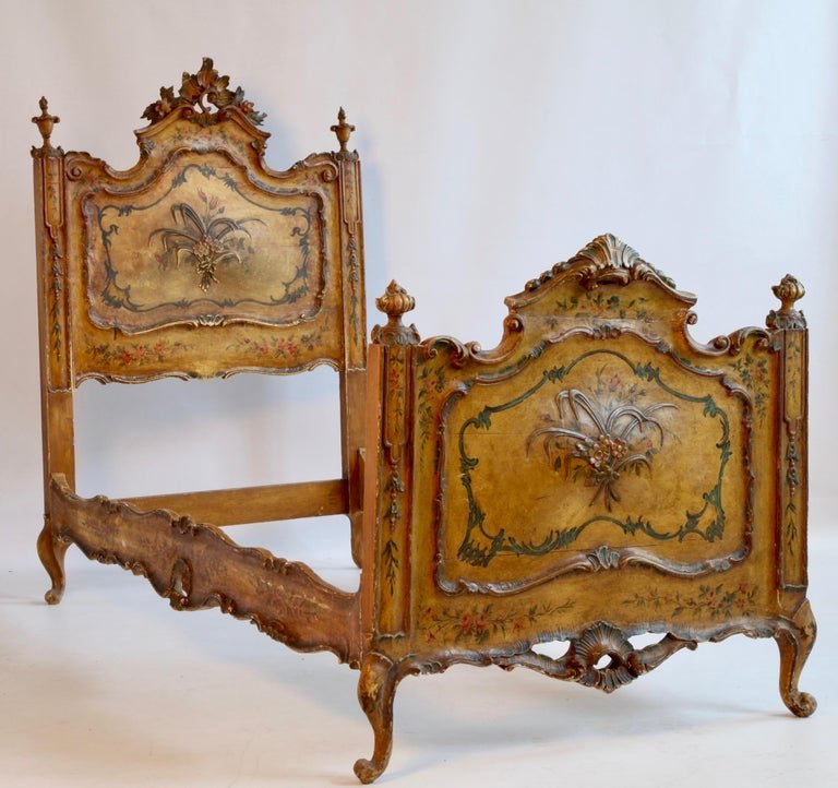 Pair of Antique Italian Painted Venetian Beds - La Maison London