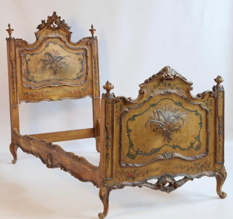 Pair of Antique Italian Painted Venetian Beds - La Maison London