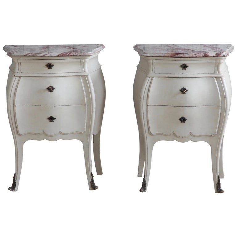 Pair of Bombe Louis XV Style Bedside Tables
