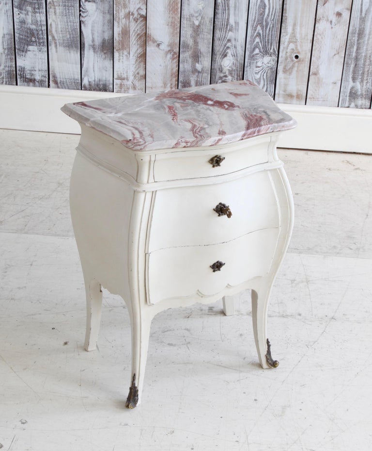 Pair of Bombe Louis XV Style Bedside Tables - La Maison London