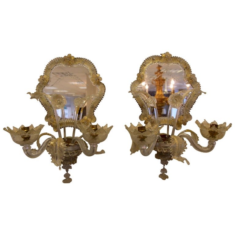 Pair of Early 20th Century Murano Wall Lights - La Maison London