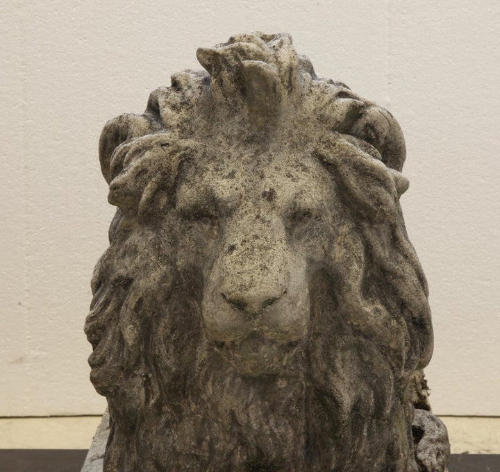 Pair of English Composite Stone Lions - La Maison London