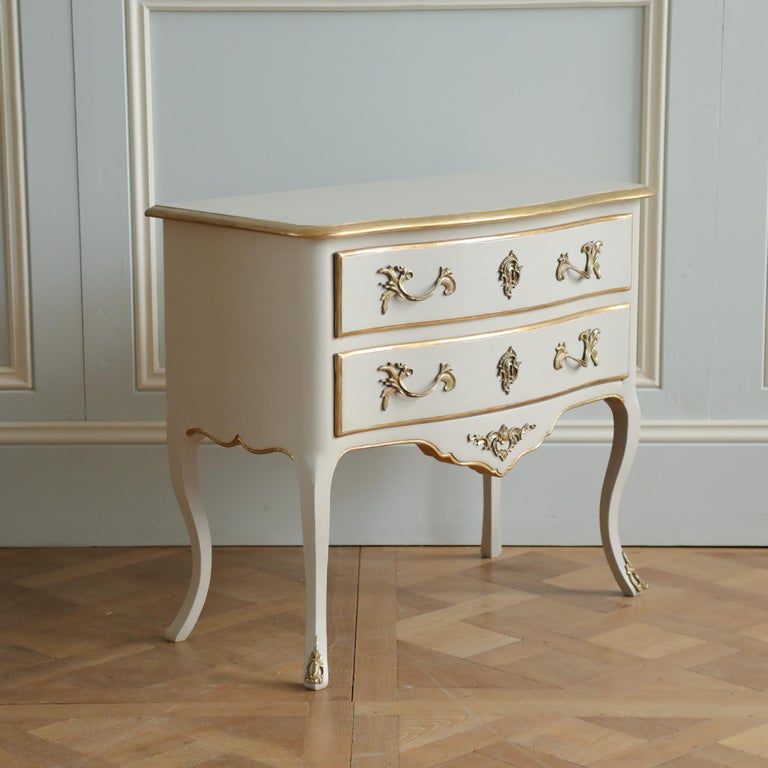 Pair of Gilt Wood & Painted Louis XV Style Bedside Tables/Chest of Drawers - La Maison London