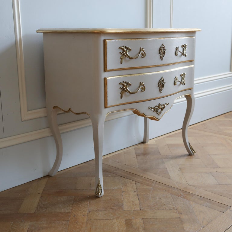 Pair of Gilt Wood & Painted Louis XV Style Bedside Tables/Chest of Drawers - La Maison London