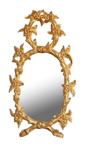 Hand Carved Oval Gilt Wood Mirror
