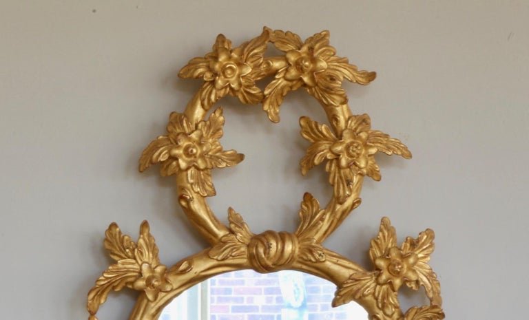Pair of Hand Carved Oval Gilt Wood Mirrors - La Maison London