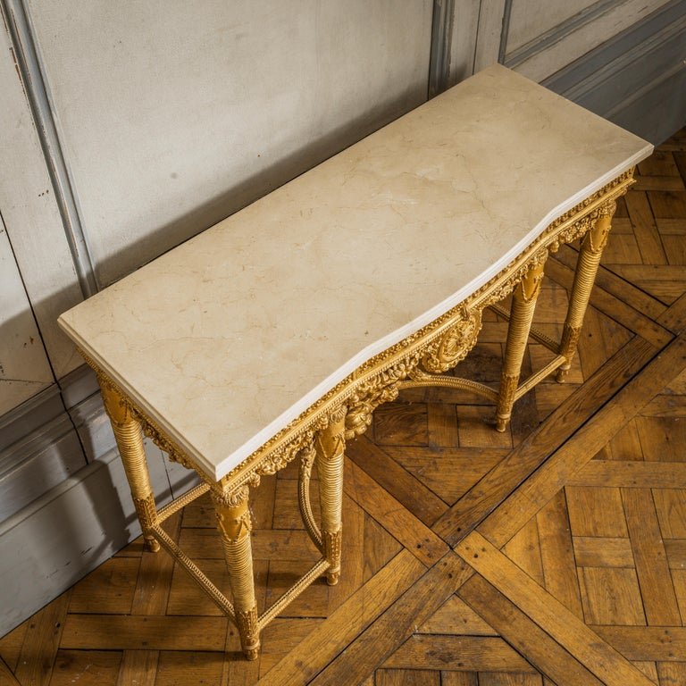Pair of Louis XVI Style Giltwood Consoles - La Maison London
