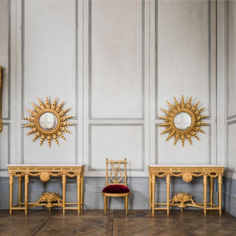 Pair of Louis XVI Style Giltwood Consoles - La Maison London