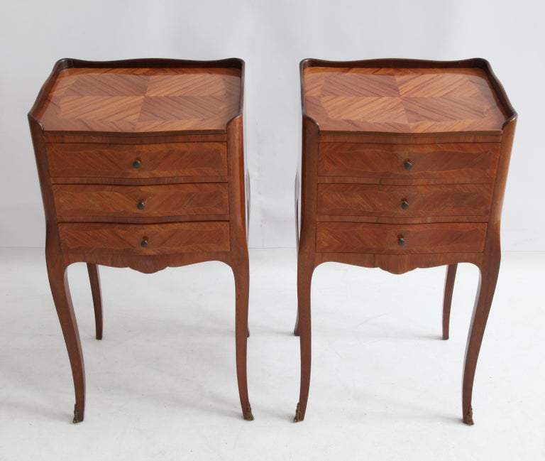 Pair of Marquetry Bedside Tables - La Maison London