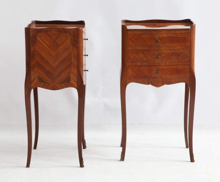 Pair of Marquetry Bedside Tables - La Maison London