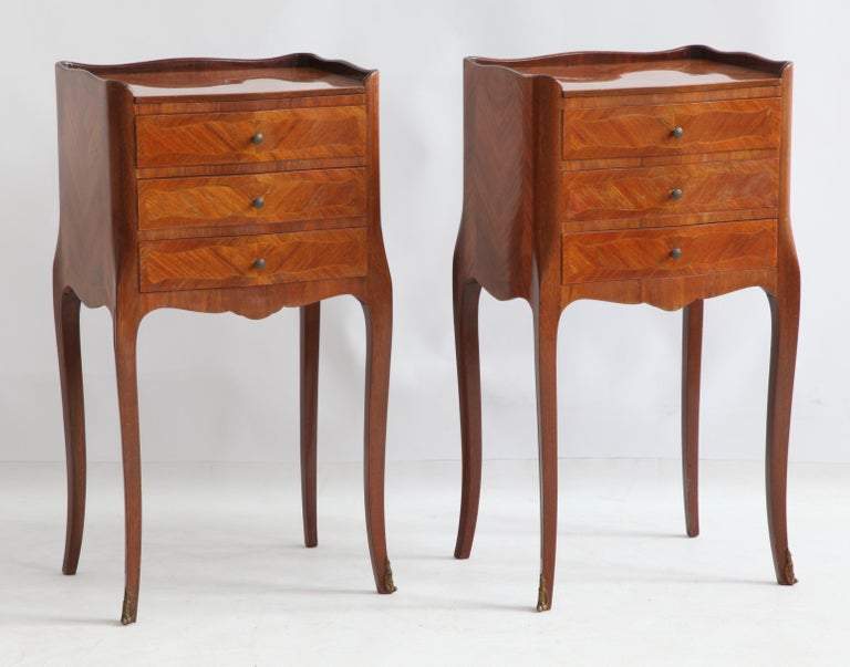 Pair of Marquetry Bedside Tables - La Maison London