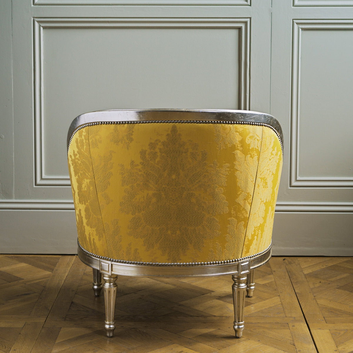 Pair of Silver Gilt Wood Hollywood Regency Style Marquise Armchairs - La Maison London