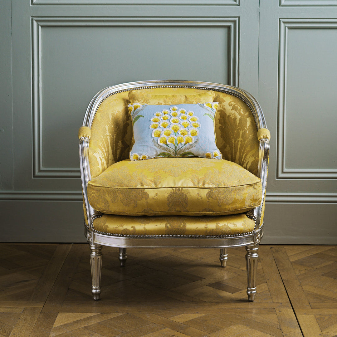 Pair of Silver Gilt Wood Hollywood Regency Style Marquise Armchairs - La Maison London