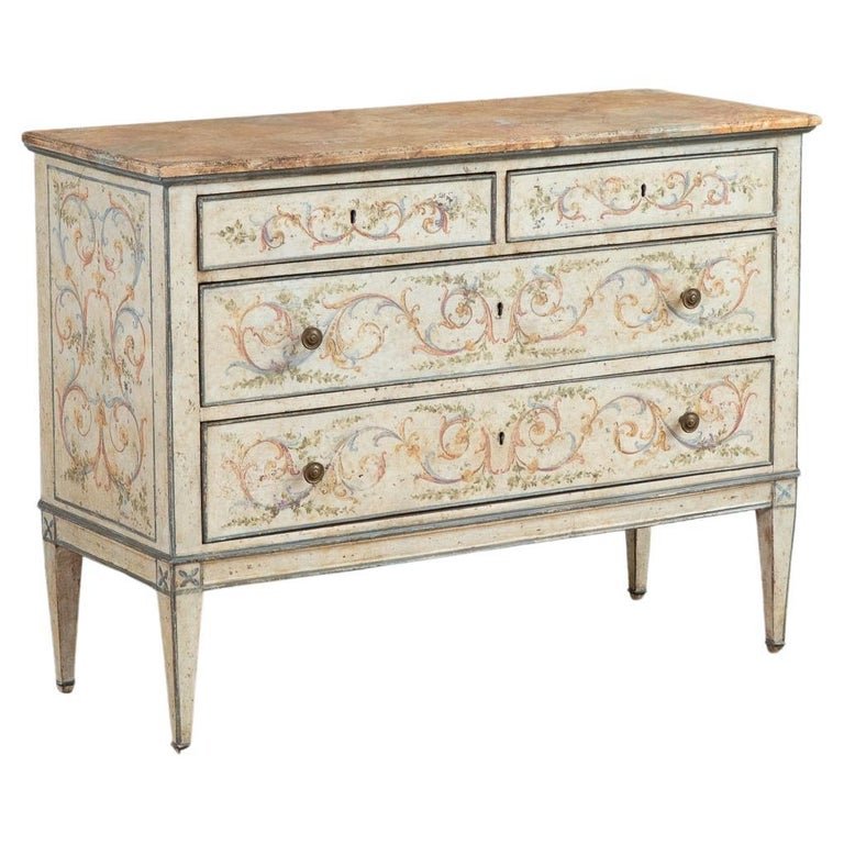 A Venetian Neoclassical Hand Painted Commode