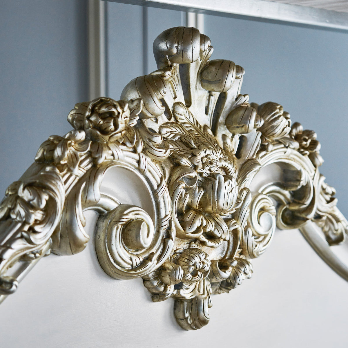 Rococo Style Finely Carved 4 Poster/Bunk Bed With Silver Gilt wood - La Maison London
