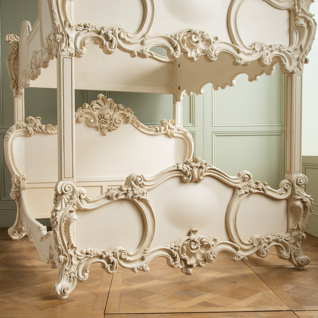 Rococo Style Hand Carved 4 Poster / Bunk Bed In Gesso White - La Maison London
