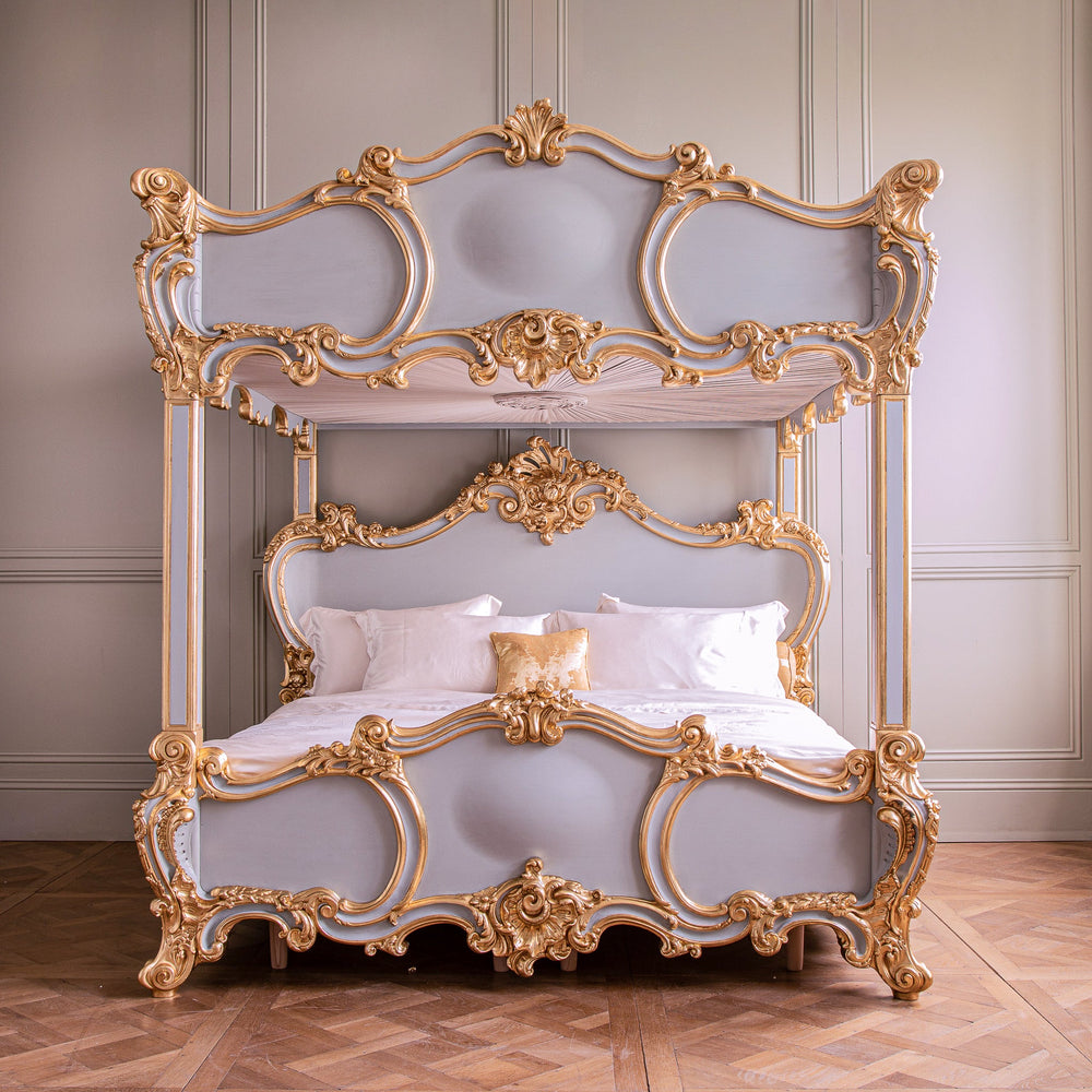 Rococo Style Hand Carved 4 Poster & Bunk Bed In 'Midnight' finish - La Maison London