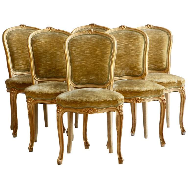 Set of 6 Matching Louis XV Style Chairs