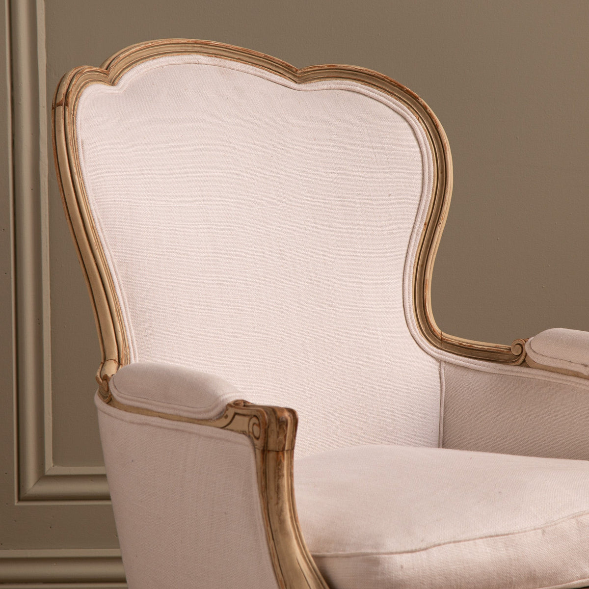 Swedish Gustavian Arm Chair Circa Early 1900s Painted Warm White - La Maison London