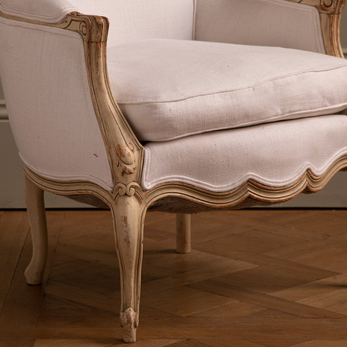 Swedish Gustavian Arm Chair Circa Early 1900s Painted Warm White - La Maison London
