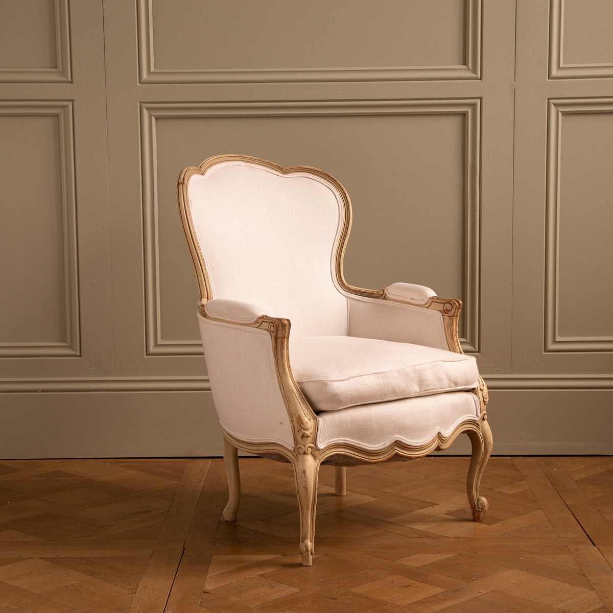 Swedish Gustavian Arm Chair Circa Early 1900s Painted Warm White - La Maison London