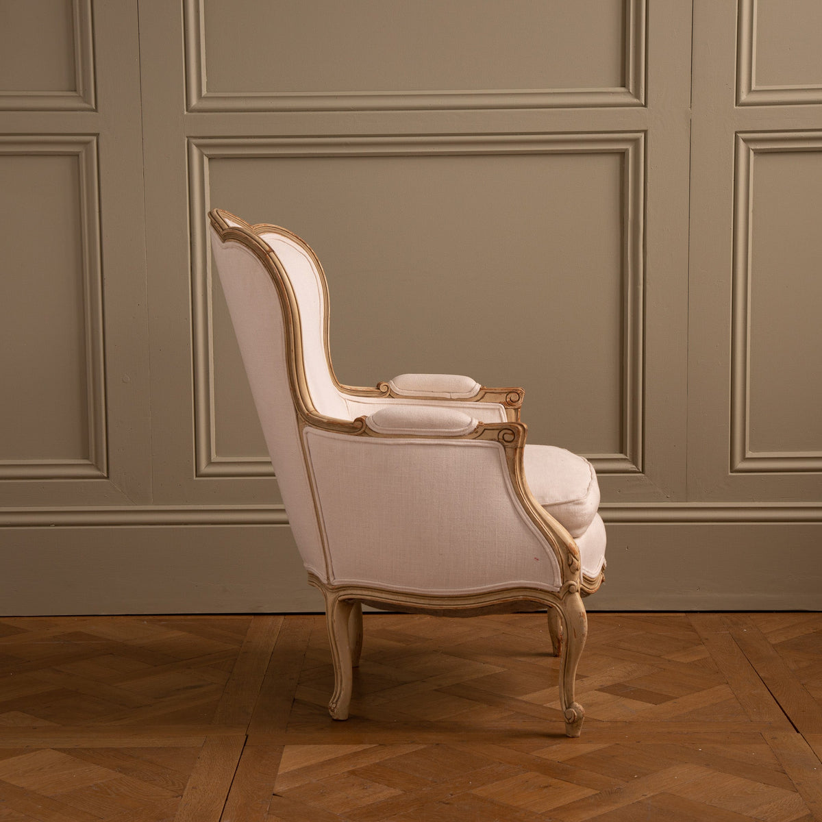 Swedish Gustavian Arm Chair Circa Early 1900s Painted Warm White - La Maison London
