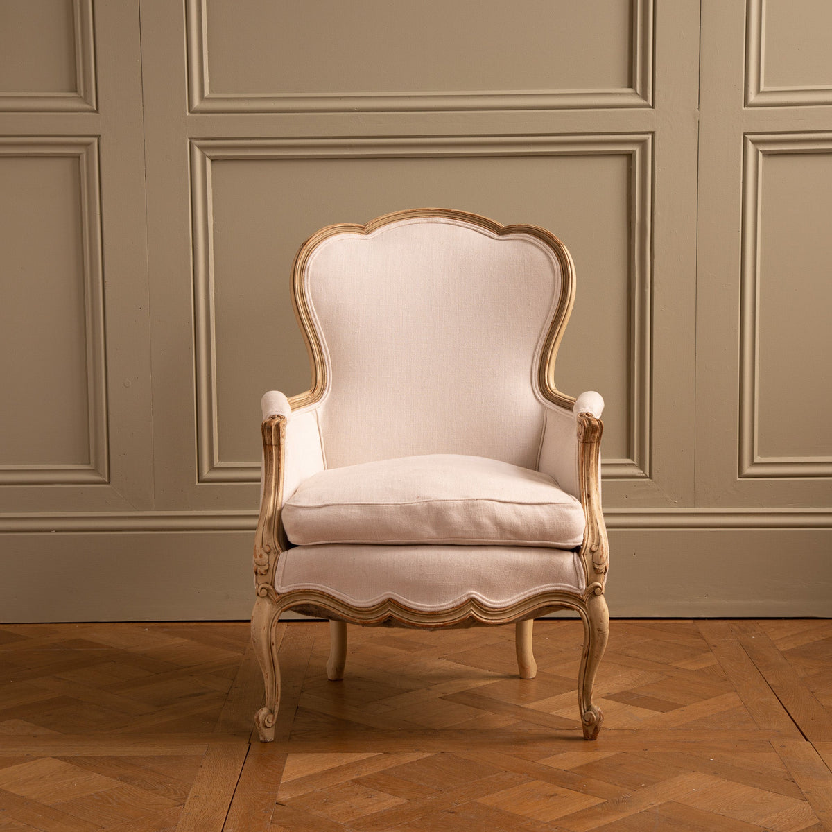 Swedish Gustavian Arm Chair Circa Early 1900s Painted Warm White - La Maison London